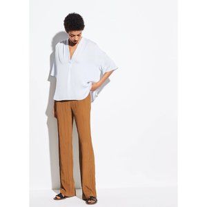 Vince Crinkle Pleat Pull On Summer Pant Teakwood, Never Worn, XXS